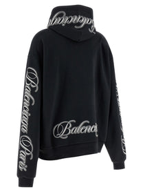 Balenciaga Cursive Hoodie Black