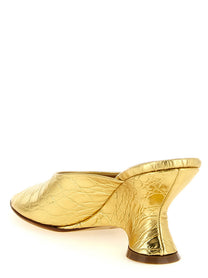 Dries Van Noten Curved Wedge Mules Gold