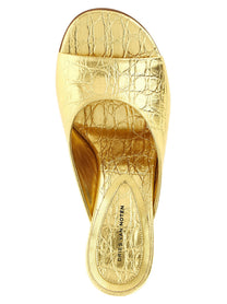 Dries Van Noten Curved Wedge Mules Gold