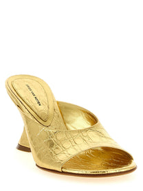 Dries Van Noten Curved Wedge Mules Gold
