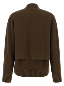 Sacai Cut Out Cardigan Brown