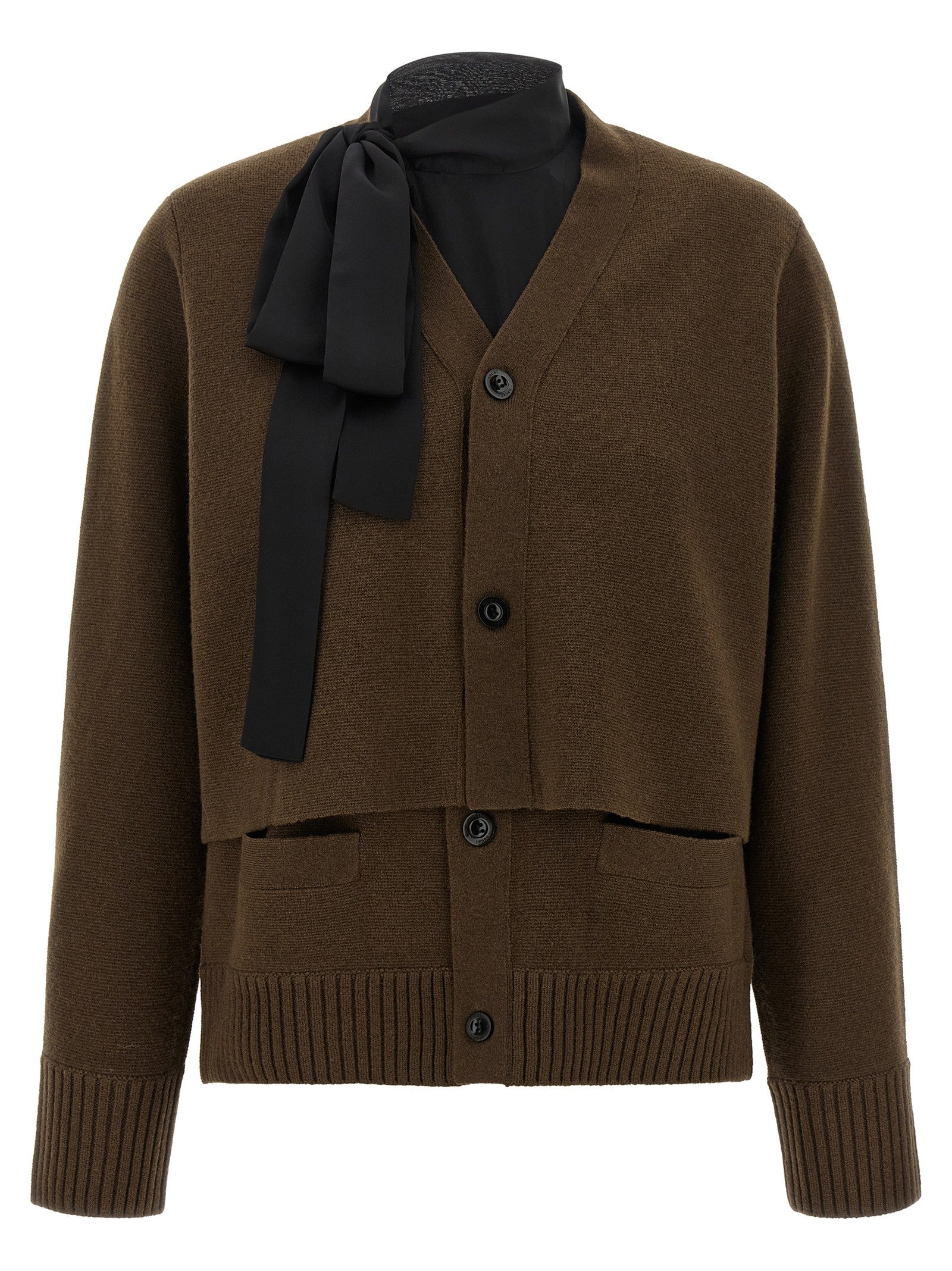 Sacai Cut Out Cardigan Brown