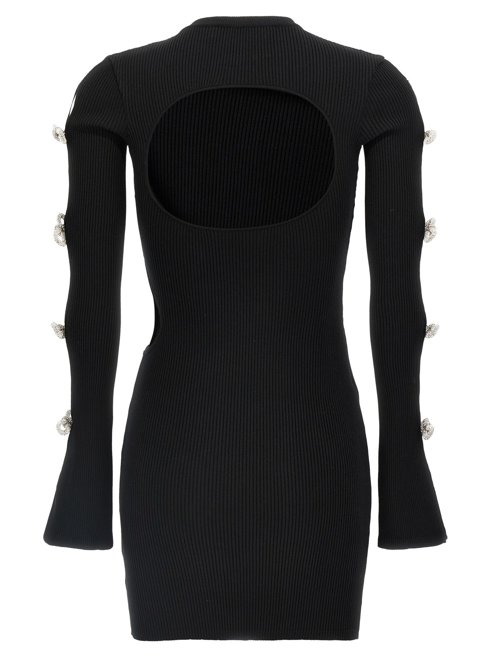 MACH &amp; MACH Cut Out Crystal Bow Dress Black