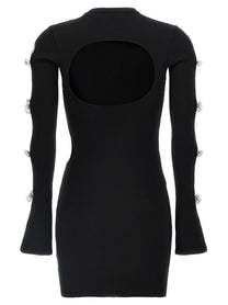 MACH &amp; MACH Cut Out Crystal Bow Dress Black