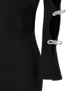 MACH &amp; MACH Cut Out Crystal Bow Dress Black, view 4