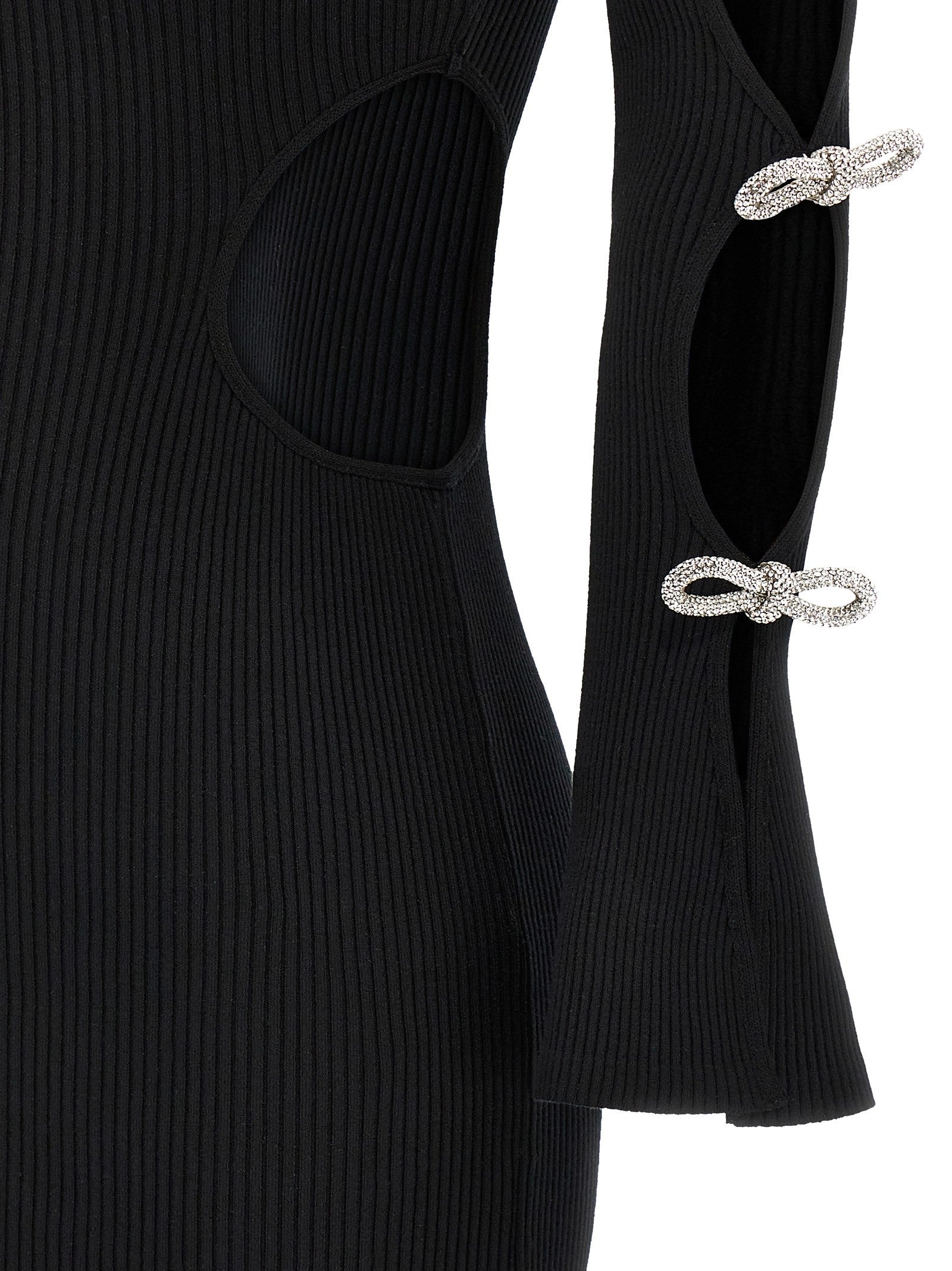 MACH &amp; MACH Cut Out Crystal Bow Dress Black