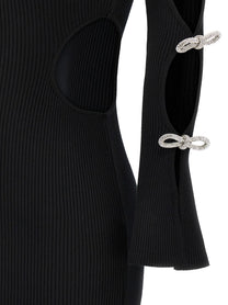 MACH &amp; MACH Cut Out Crystal Bow Dress Black