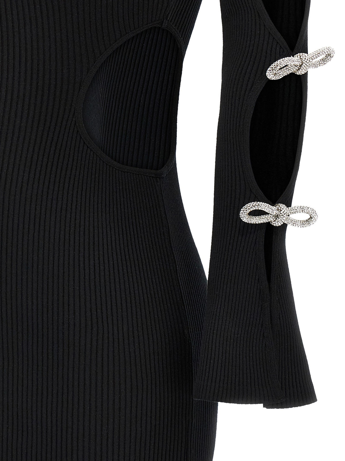 MACH &amp; MACH Cut Out Crystal Bow Dress Black, view 4
