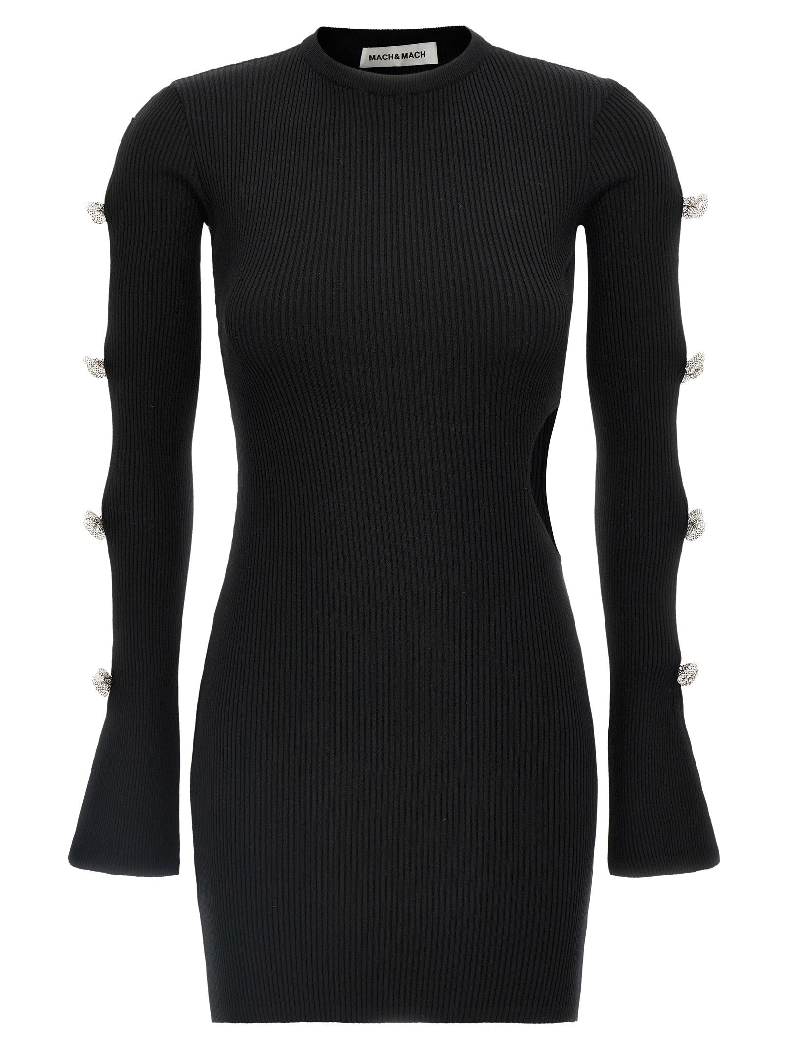 MACH &amp; MACH Cut Out Crystal Bow Dress Black