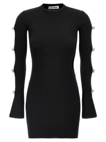 MACH &amp; MACH Cut Out Crystal Bow Dress Black
