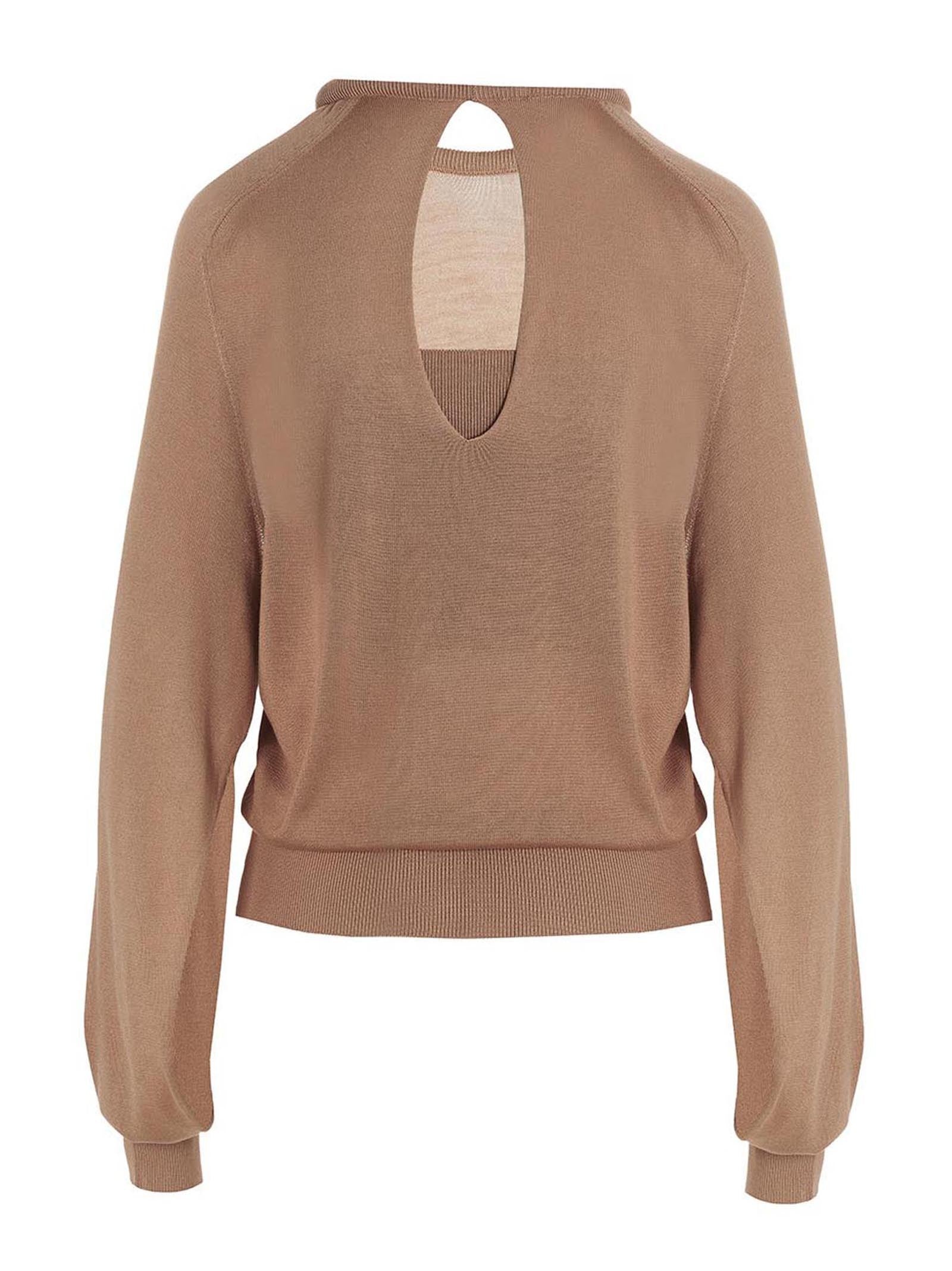RAMAEL Cut Out Insert Top Sweater Beige