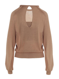 RAMAEL Cut Out Insert Top Sweater Beige