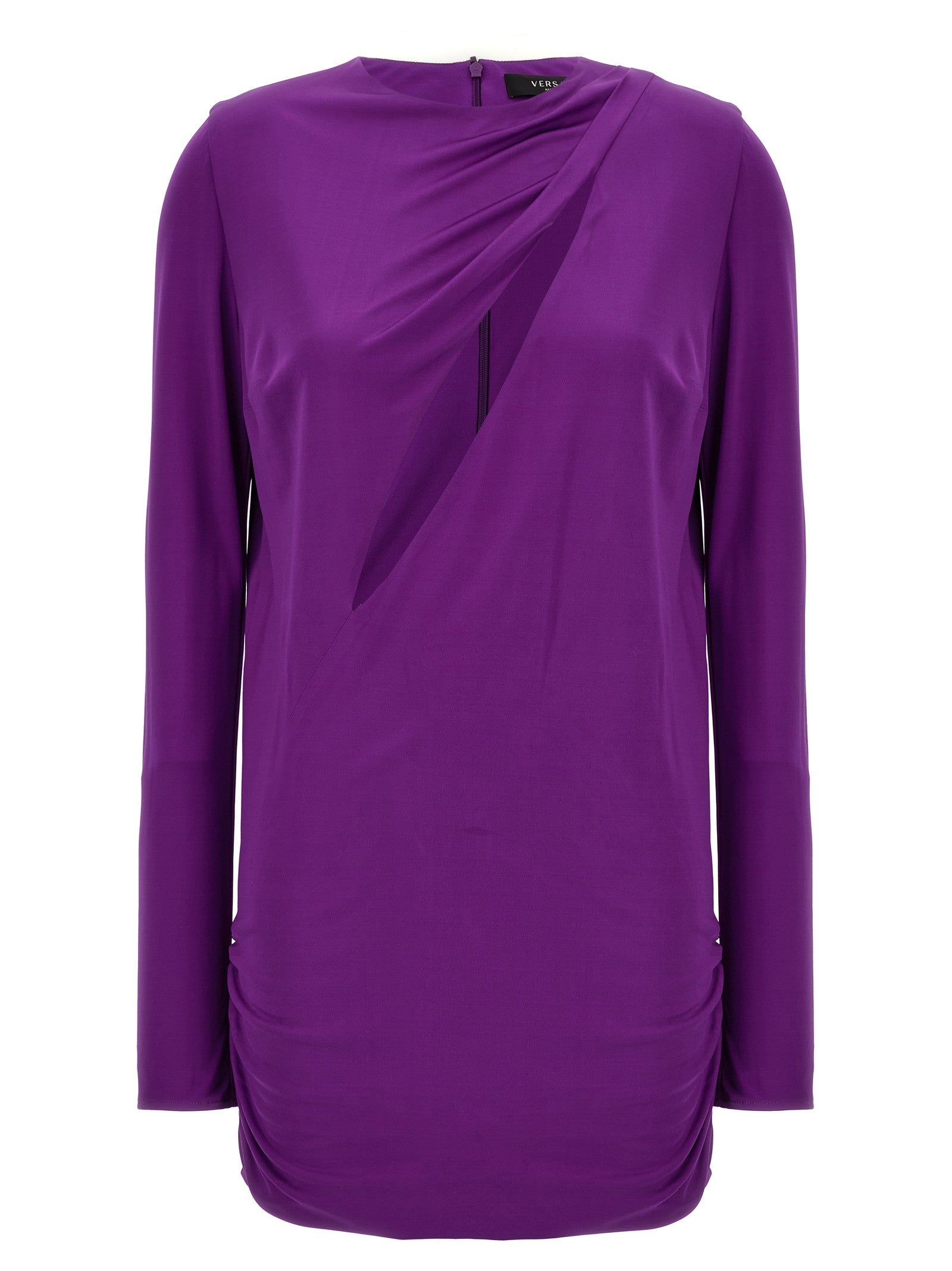 Versace Cut Out Jersey Dress Purple