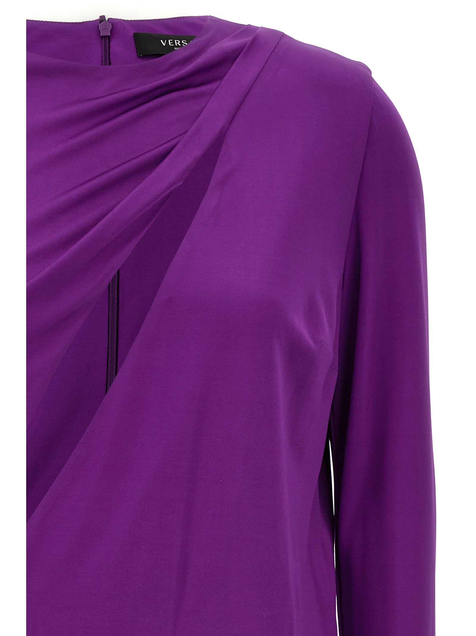 Versace Cut Out Jersey Dress Purple