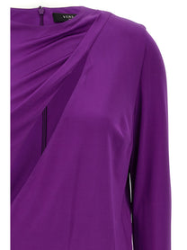 Versace Cut Out Jersey Dress Purple
