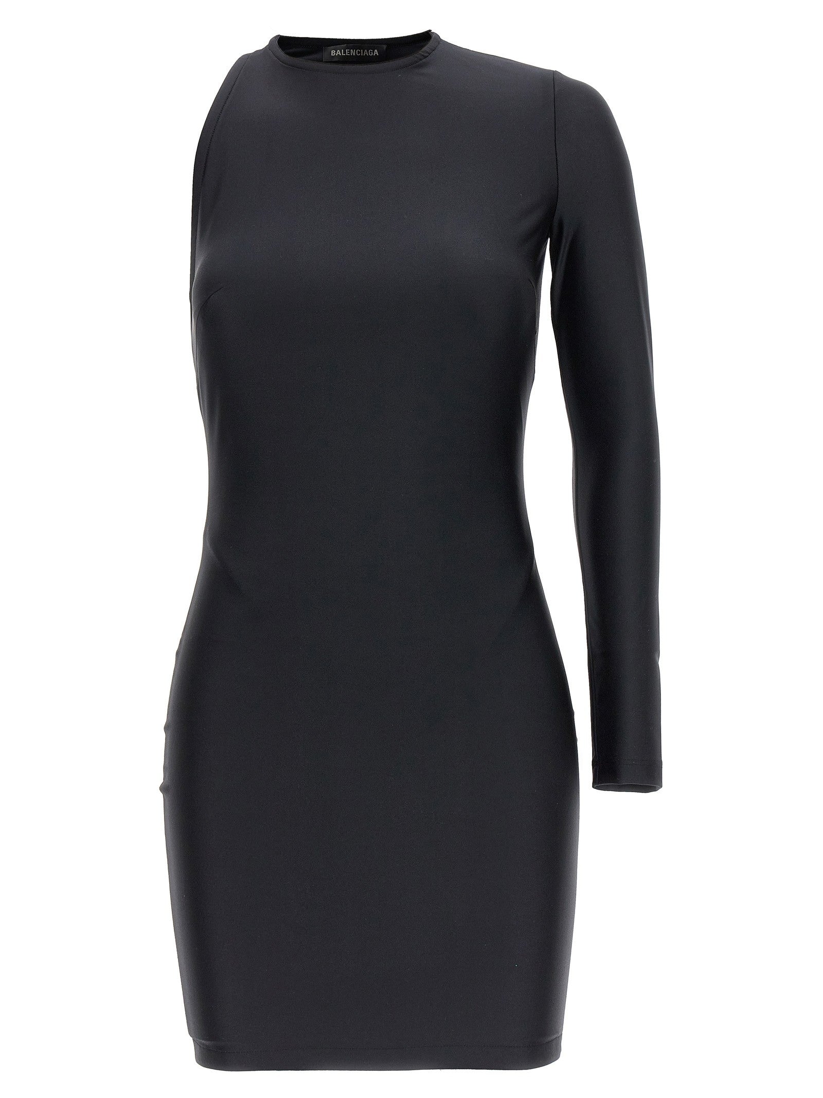 Balenciaga Cut Out One Shoulder Dress Black