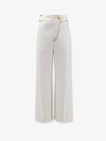 Elisabetta Franchi Women's Daily Linen and Viscose Trousers White
