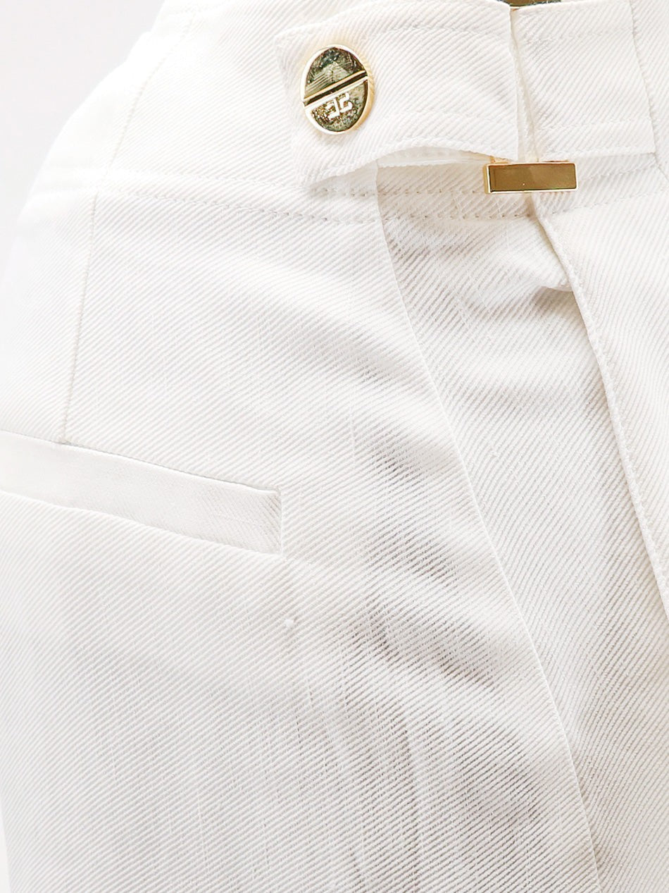 Elisabetta Franchi Women's Daily Linen and Viscose Trousers White