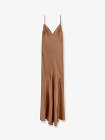 Elisabetta Franchi Women's Daily Satin Long Dress Suede
