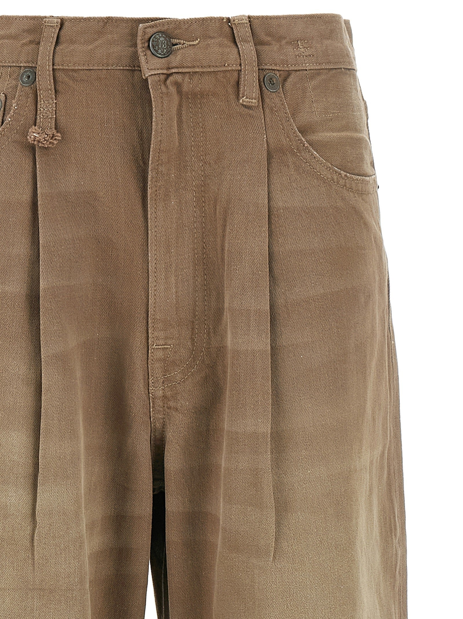 R13 Damon Pleated Jeans Brown