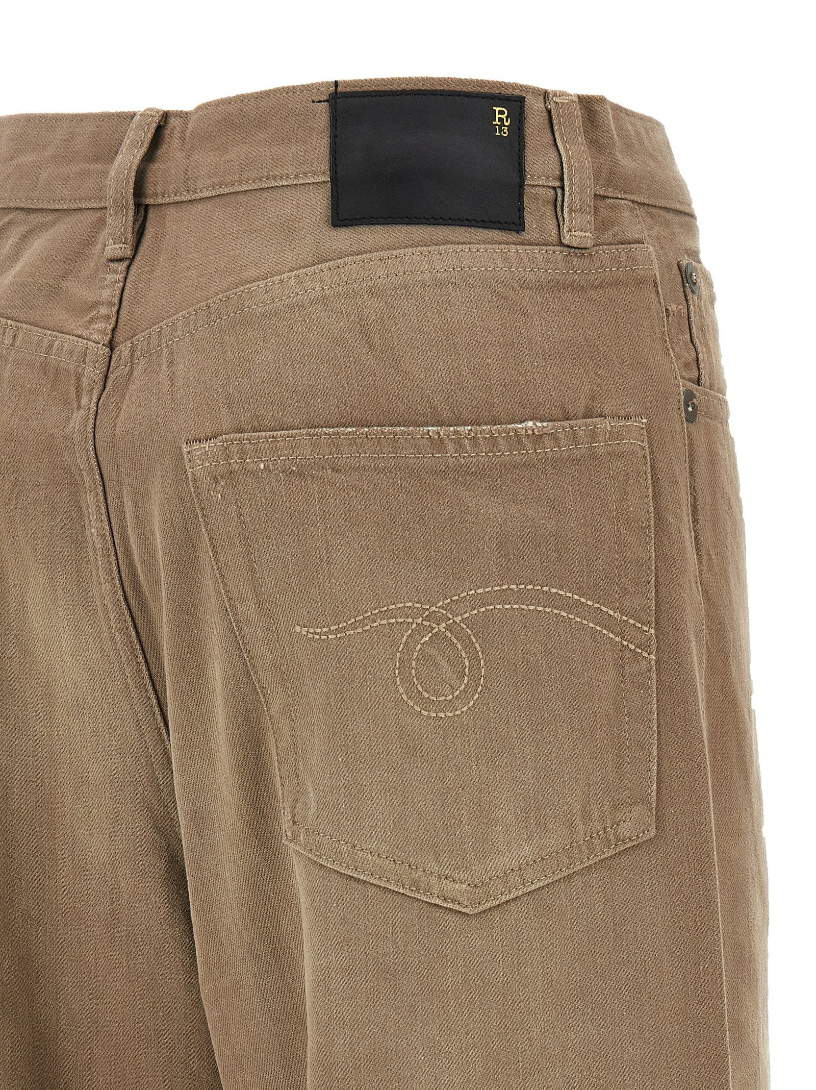 R13 Damon Pleated Jeans Brown