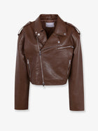The Frankie Shop Women's Daphne Faux Leather Biker Jacket Brown