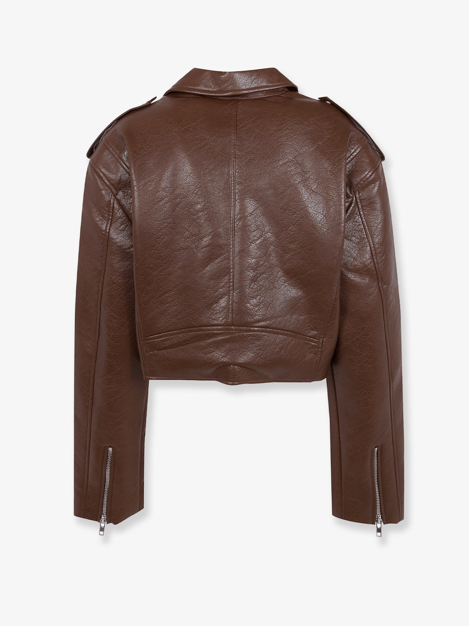 The Frankie Shop Women's Daphne Leather Biker Jacket Brown