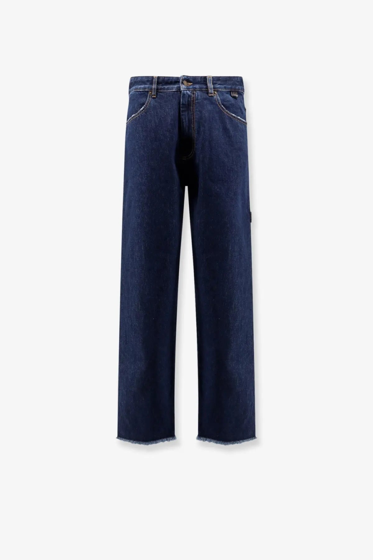 Dark indigo denim straight-leg jeans with frayed hems from darkpark mens john jeans brown collection