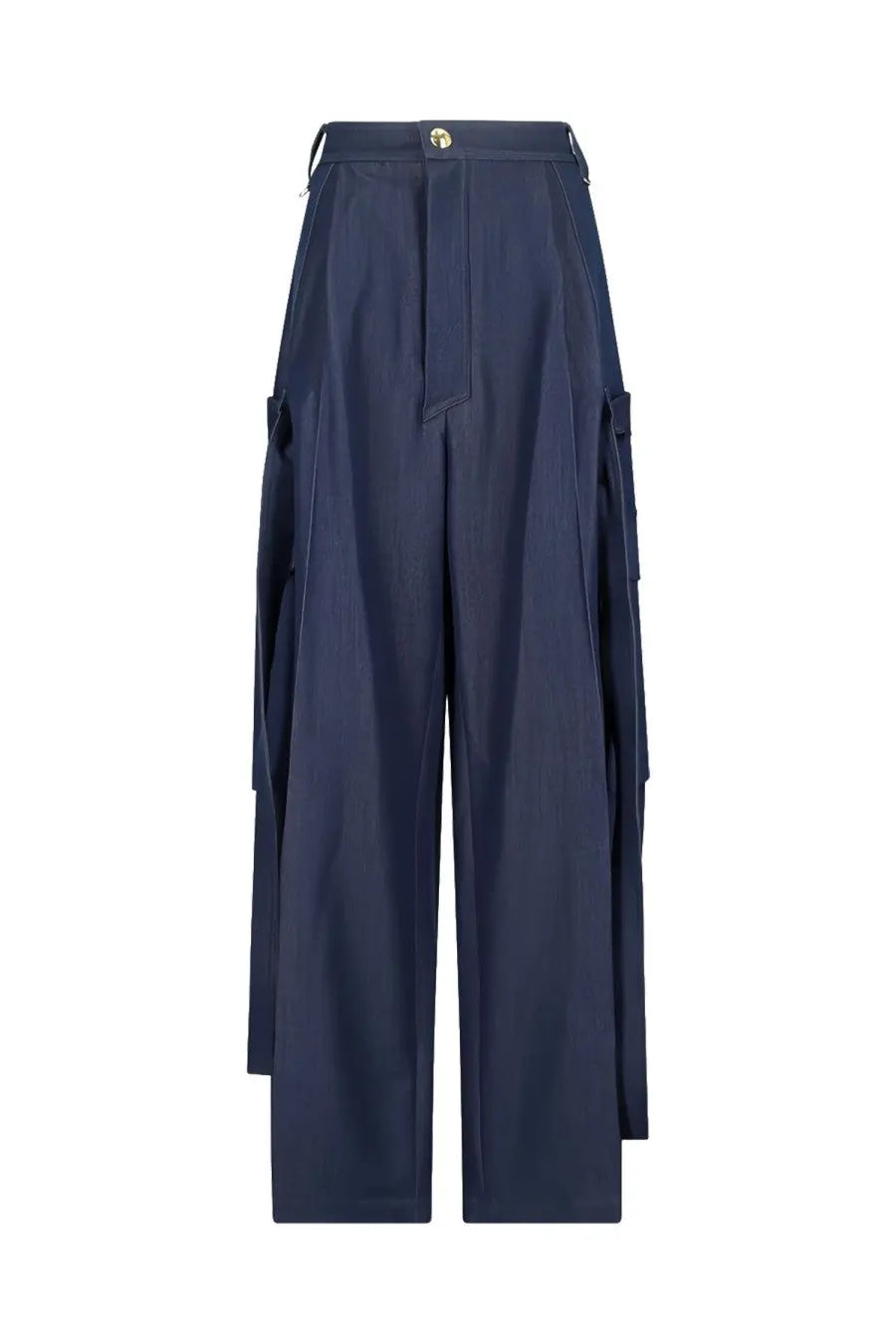 Darkpark women’s cargo pants ruth blue navy high-waisted wide-leg pants with side pockets in cotton blend fabric