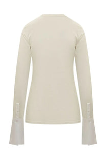 Darkpark women’s shirt Nora white cream-colored long-sleeved blouse with fitted silhouette and button cuff detailing