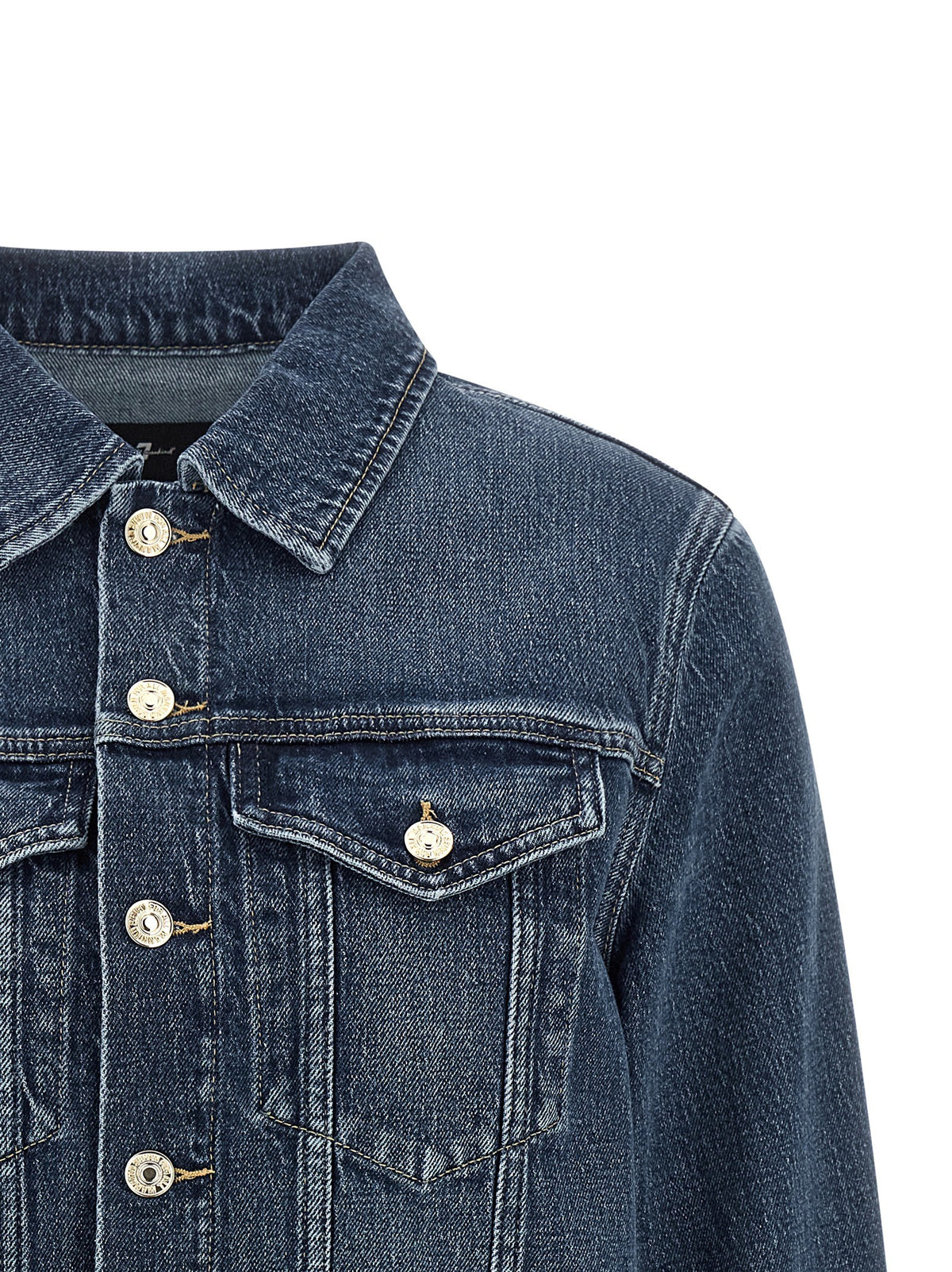 7 For All Mankind Darted Shrunken Jacket Blue
