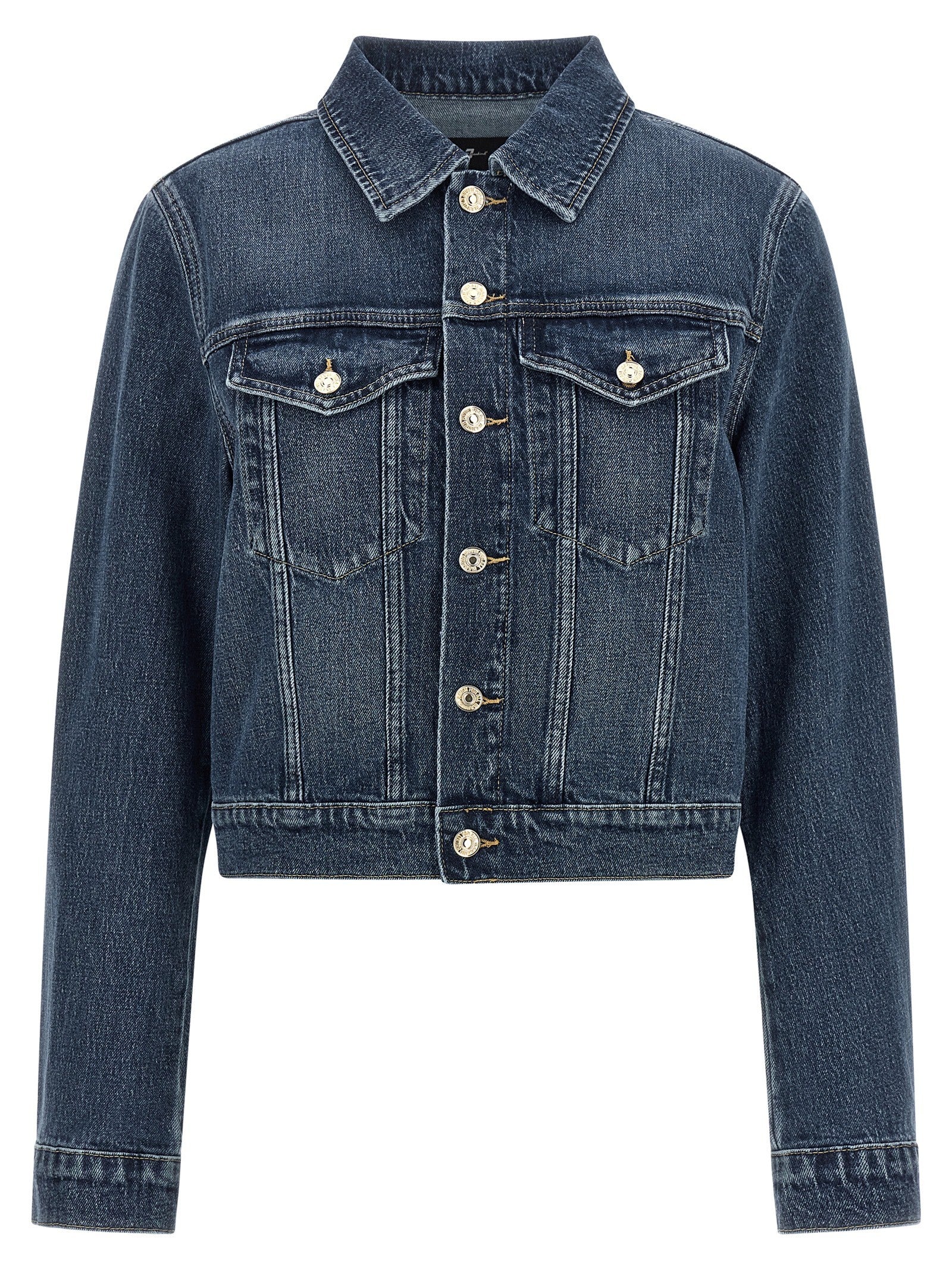 7 For All Mankind Darted Shrunken Jacket Blue
