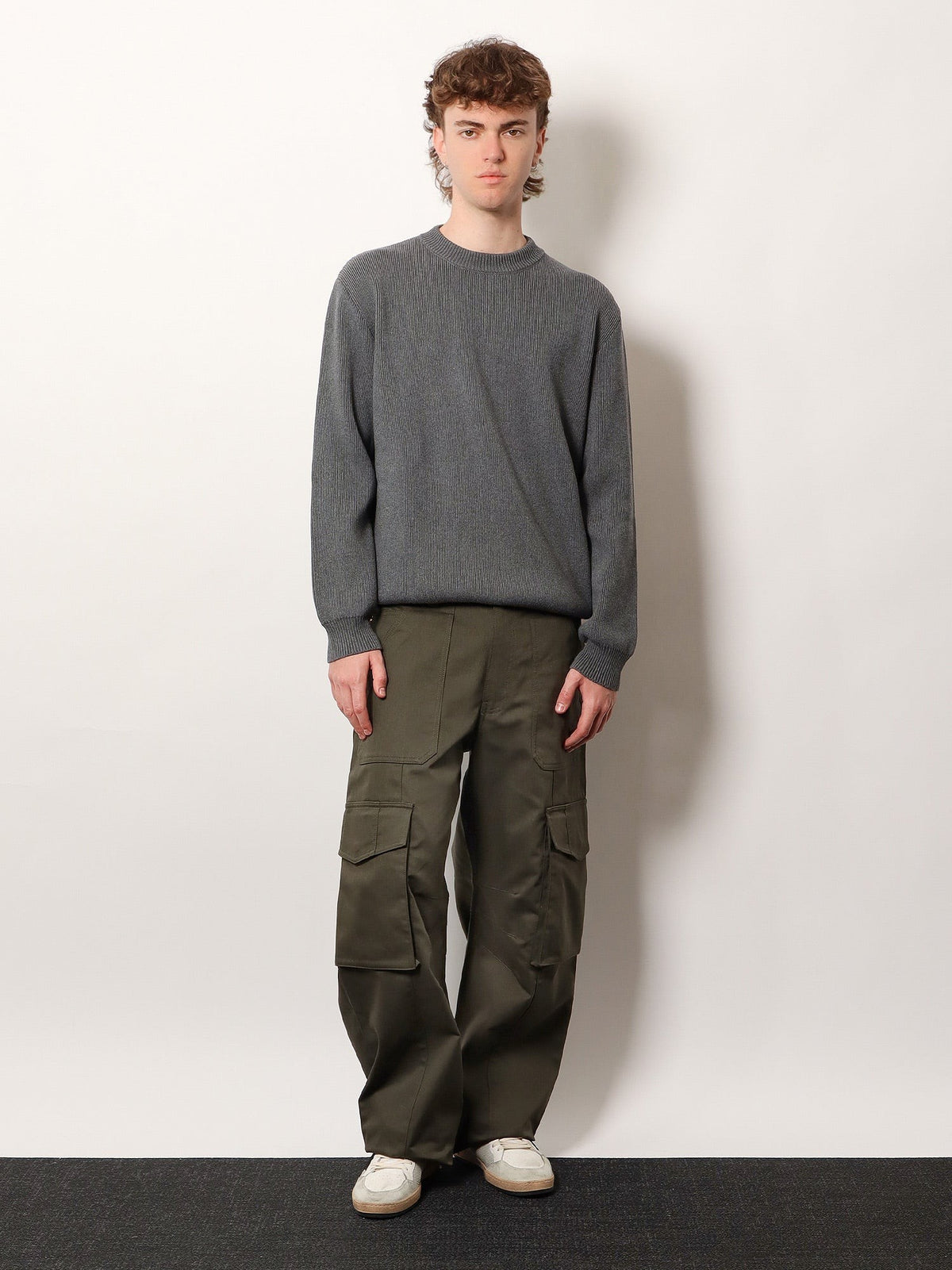 Golden Goose Men's Davis Ribbed Cotton Sweater Grey, view 2