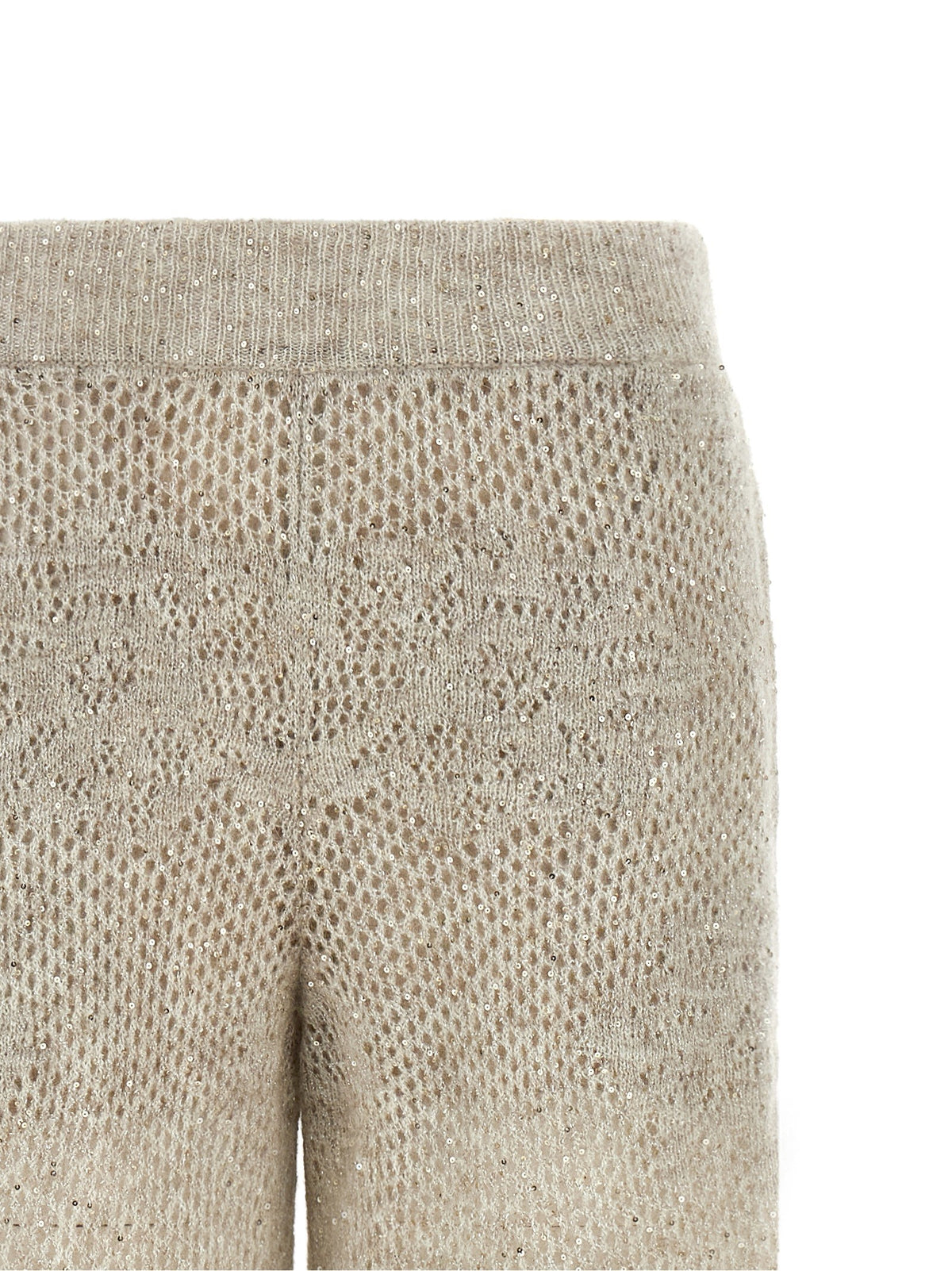 Brunello Cucinelli Dazzling Abstact Leaf Pants Beige, view 3