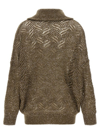 Brunello Cucinelli Dazzling Abstract Leaf Cardigan Brown