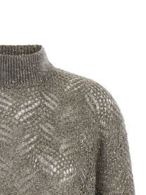 Brunello Cucinelli Dazzling Abstract Leaf Sweater Grey