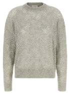 Brunello Cucinelli Dazzling Abstract Leaf Sweater Grey