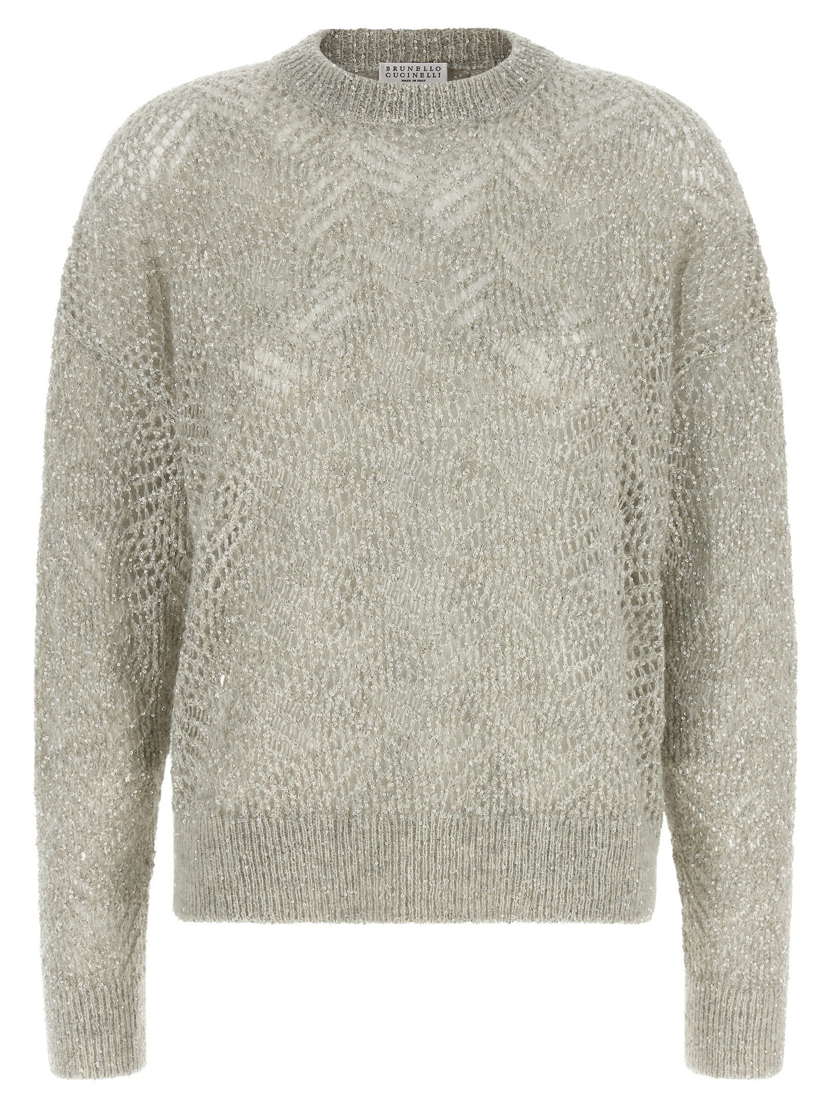 Brunello Cucinelli Dazzling Abstract Leaf Sweater Grey