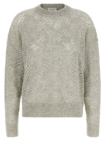 Brunello Cucinelli Dazzling Abstract Leaf Sweater Grey