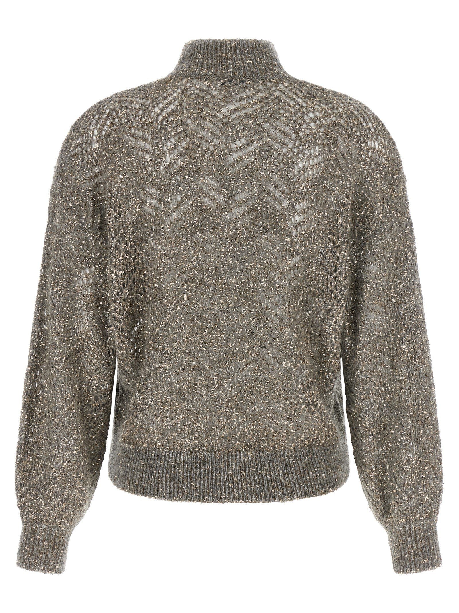 Brunello Cucinelli Dazzling Abstract Leaf Sweater Grey