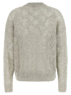 Brunello Cucinelli Dazzling Abstract Leaf Sweater Grey, view 2