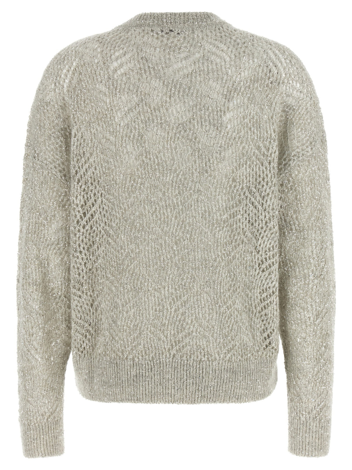 Brunello Cucinelli Dazzling Abstract Leaf Sweater Grey