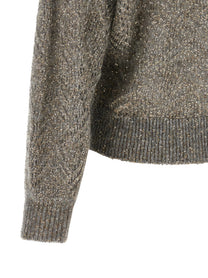 Brunello Cucinelli Dazzling Abstract Leaf Sweater Grey