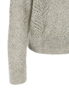 Brunello Cucinelli Dazzling Abstract Leaf Sweater Grey, view 4