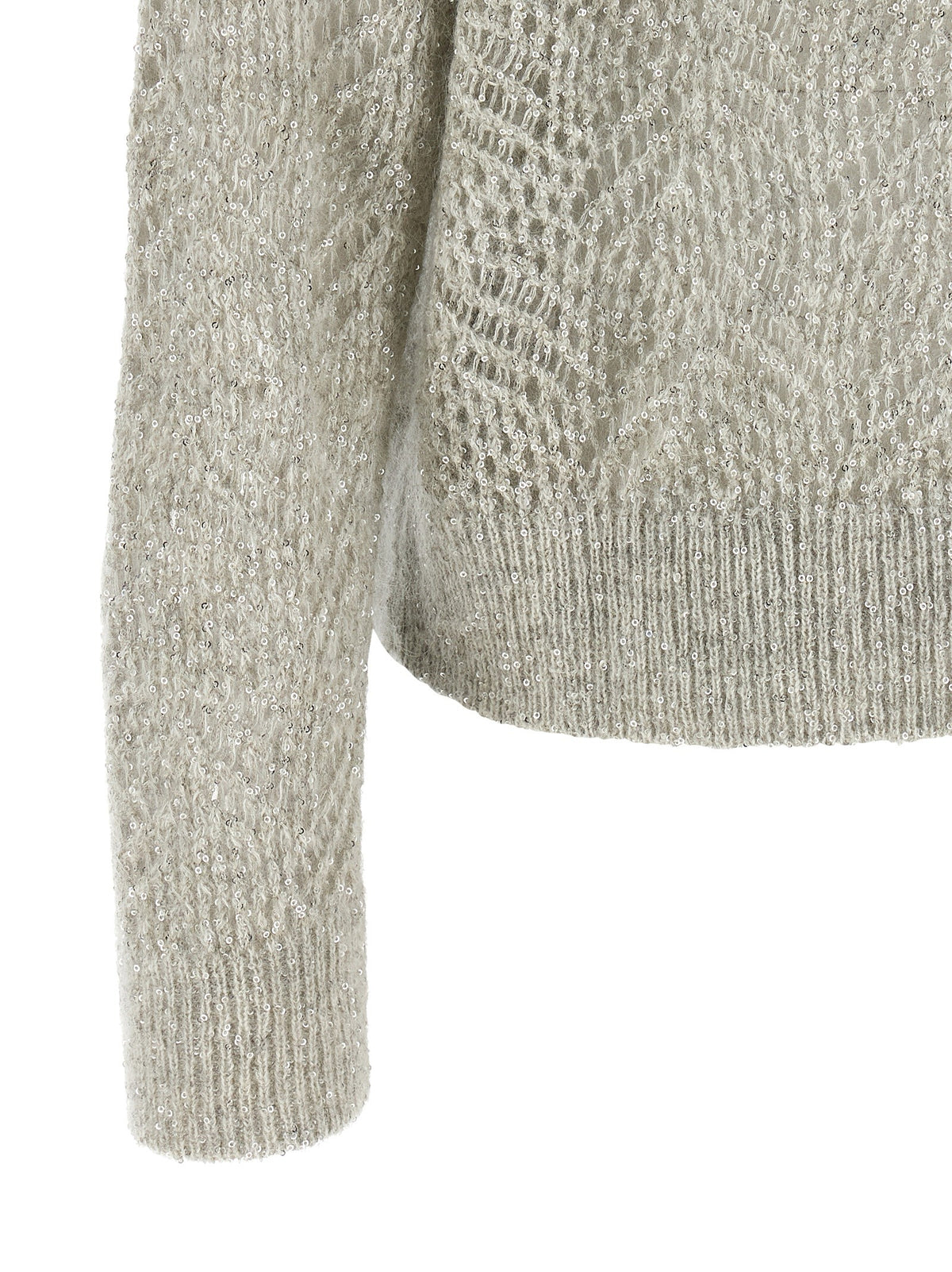 Brunello Cucinelli Dazzling Abstract Leaf Sweater Grey