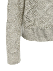 Brunello Cucinelli Dazzling Abstract Leaf Sweater Grey
