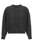 Brunello Cucinelli Dazzling Braids Sweater Grey