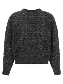 Brunello Cucinelli Dazzling Braids Sweater Grey