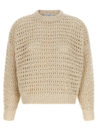 Brunello Cucinelli Dazzling Braids Sweater Beige