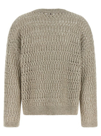 Brunello Cucinelli Dazzling Braids Sweater Beige
